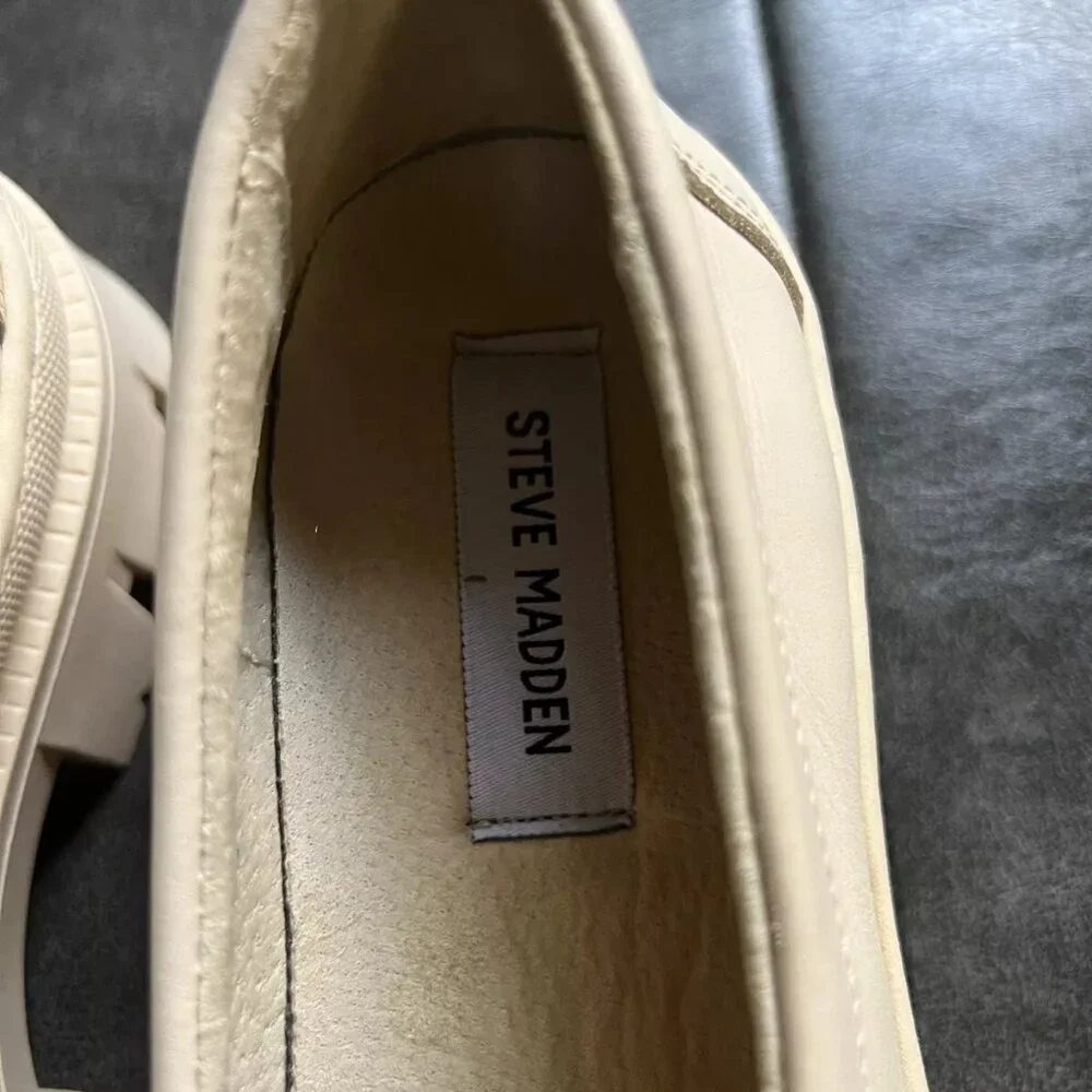 Steve Madden Cream Leather Penny Loafers
